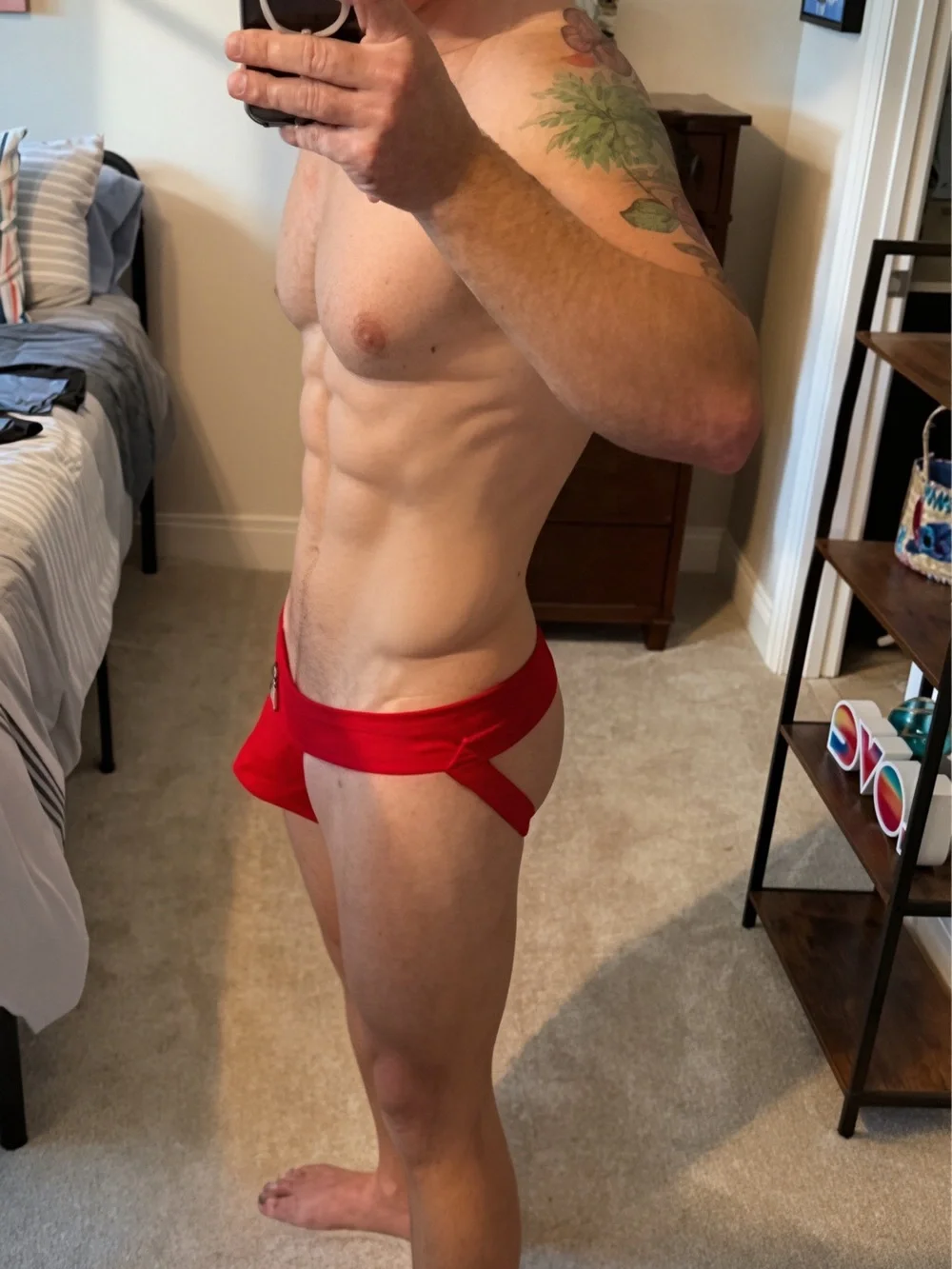 Men’s Jockmail Metallic Red Jockstrap XL